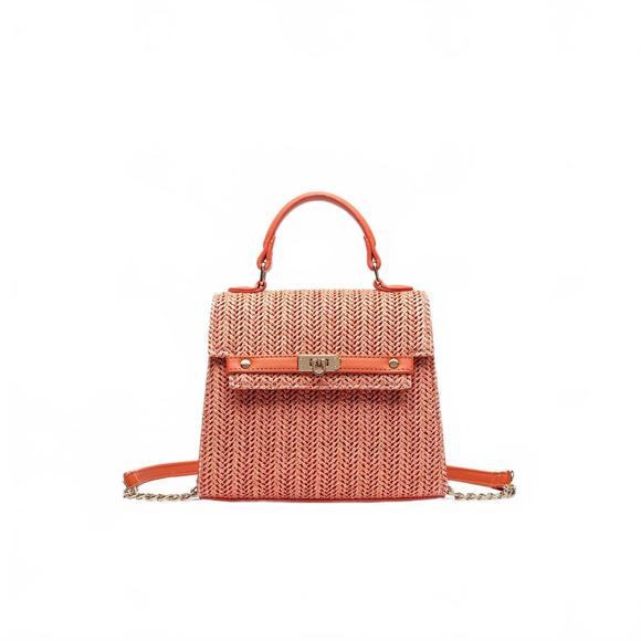 LIKE DREAMS Handbags - NEW LIKE DREAMS women's neo pastel straw crossbody bag in orange